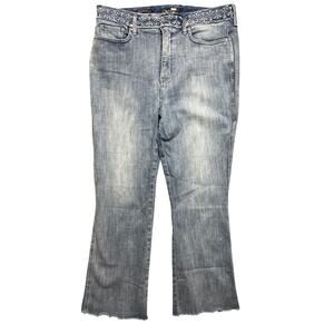 NYDJ Plus Size Light Wash Stretch Slim‎ Bootcut LiftXTuck Raw Hem Jeans Size 14